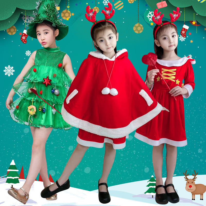Elf Costume Christmas - Vermelho verde árvore de natal traje