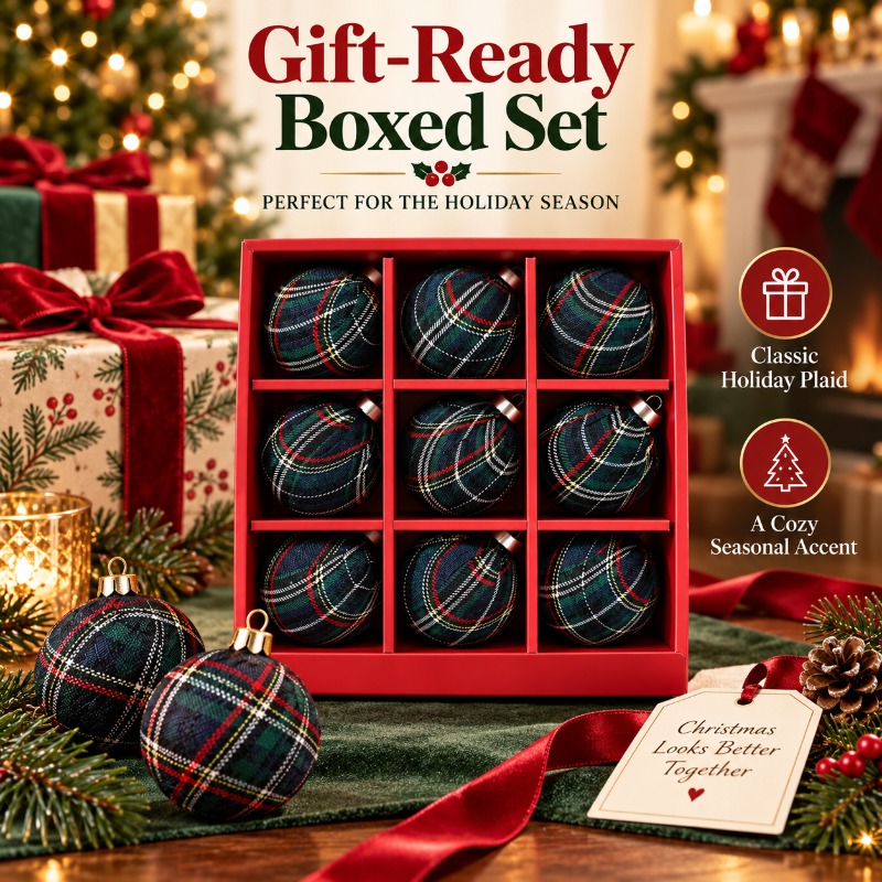 Gift Box Wrap Set - Conjunto de 9 Bolas de Natal