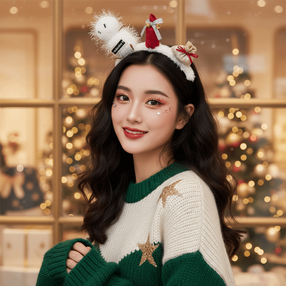 Reindeer Antlers Headband - Tiara de Natal com Textura de