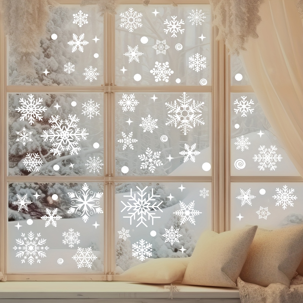 Snowflake Window Decal - 4 folhas de Adesivos de Natal