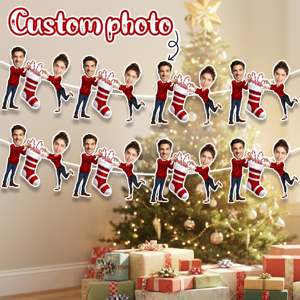 Christmas Stocking Hanging - Guirlanda de Natal Personalizada com Foto