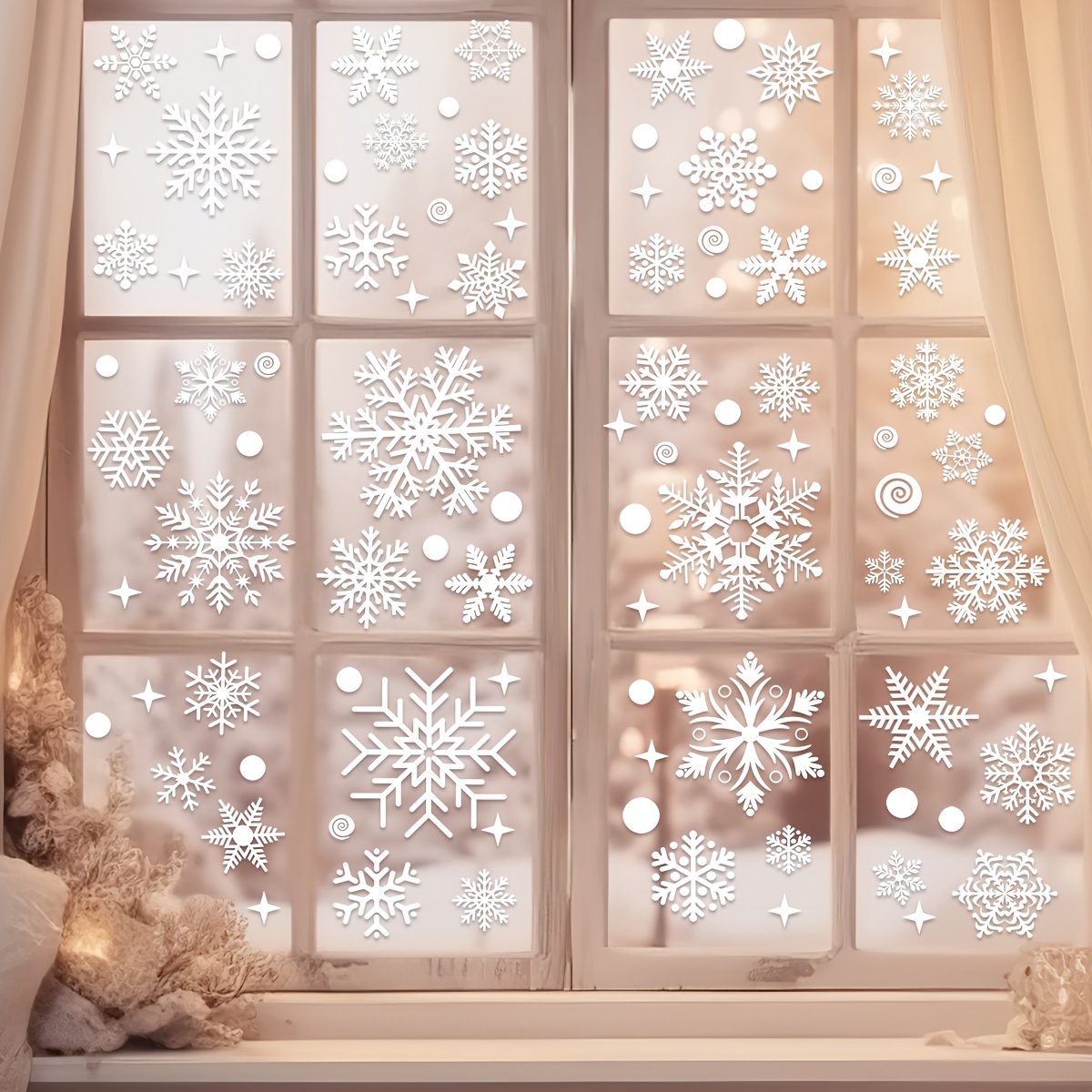 4 folhas de Adesivos de Natal  - Snowflake Window Decal avaliação e preço