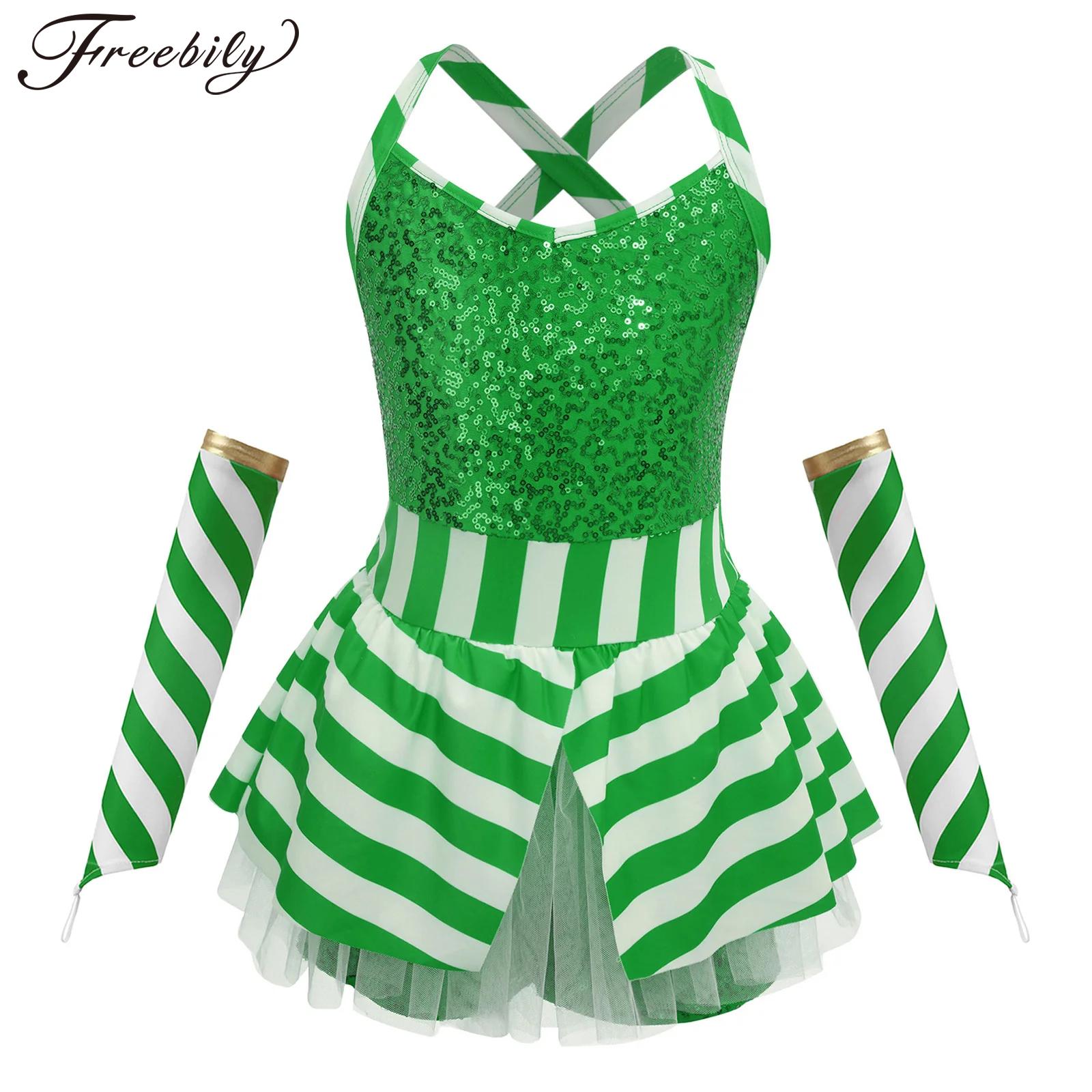 Meninas natal doce cana listra - Elf Costume Christmas avaliação e preço